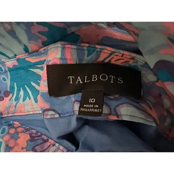 Talbots Cotton Voile Maxi Skirt Flowing Floral Blue Pink Tropical Pockets Tie 10 - Picture 5 of 5